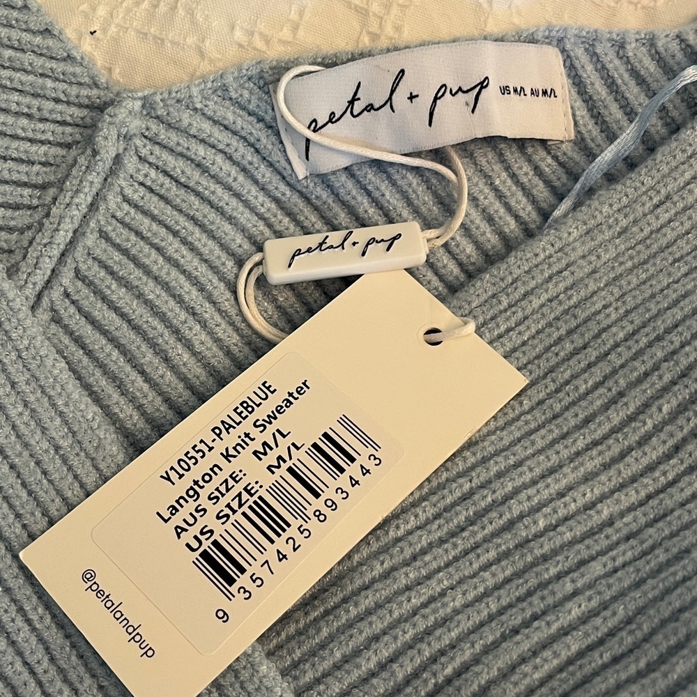 Petal and Pup Langton  Knit
Sweater Pale Blue Iff the Shoulder Size M/L - Picture 10 of 14